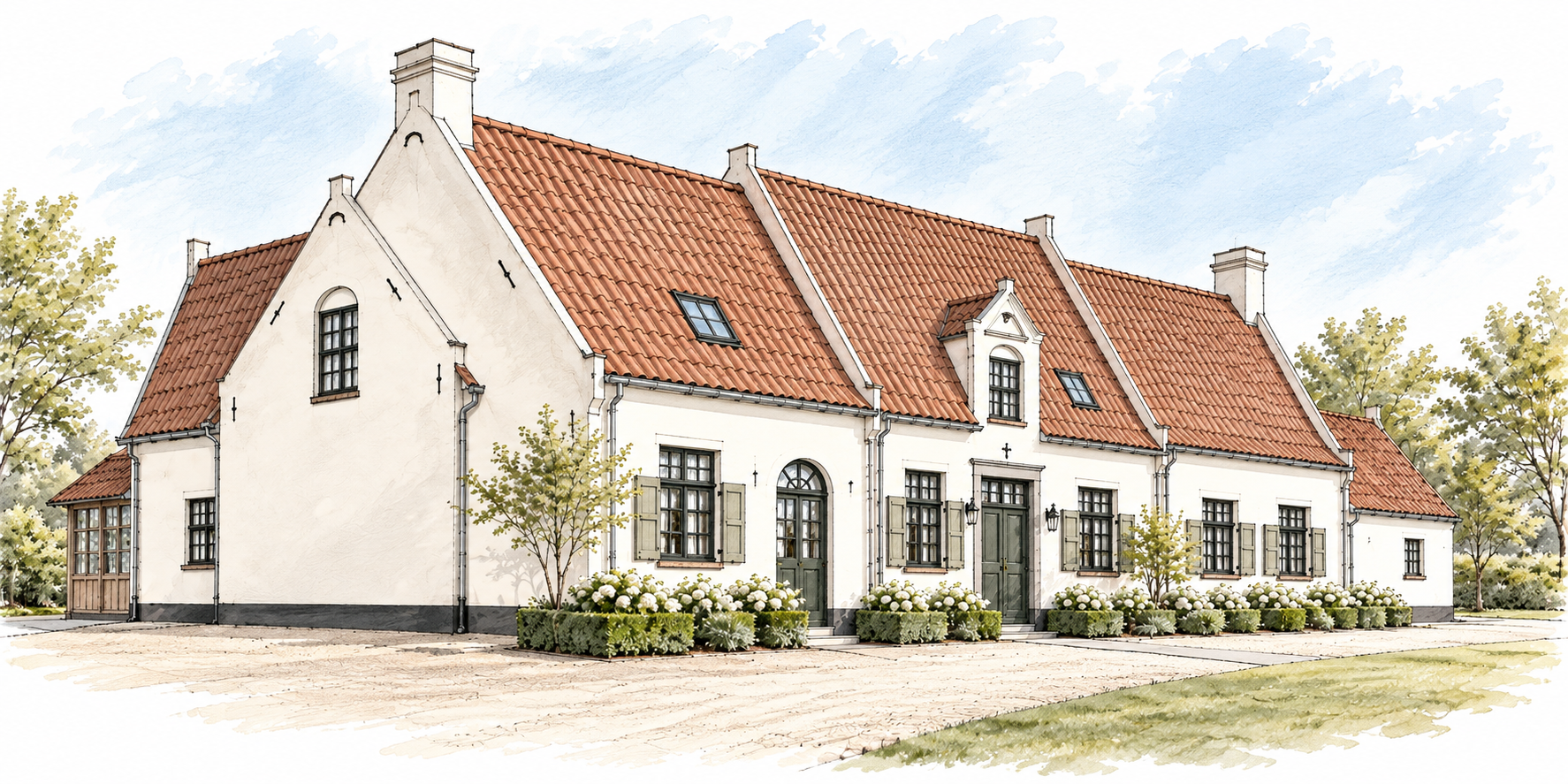 Anneleen Windey Elegante landelijke woning in aquarelstijl